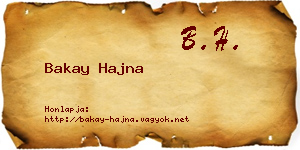 Bakay Hajna névjegykártya